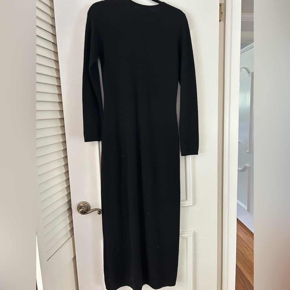 Elegant Cashmere Black Long Sleeve Dress